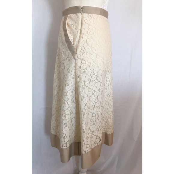 ISAAC MIZRAHI For Target Sz 2 A-Line Tan Cream Eyelet Floral Skirt W/ Pockets - Picture 4 of 12